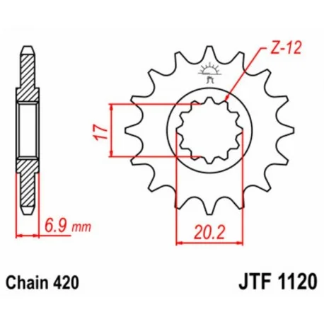 Pignon JT SPROCKETS acier standard 1120 – 420