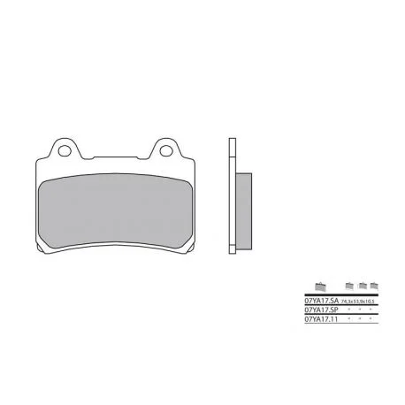 Plaquettes de frein arriere moto BREMBO 07YA17SP metal fritte