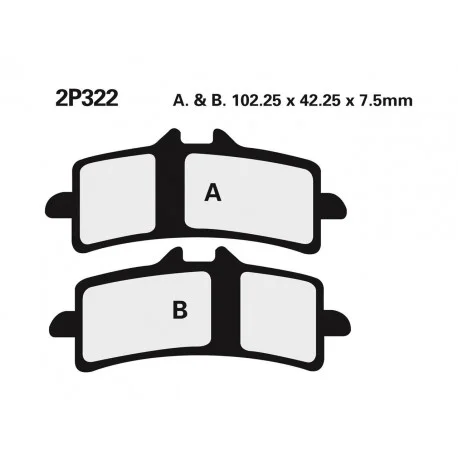 Plaquettes de frein Route / Off-Road metal fritte NISSIN 2P-322ST
