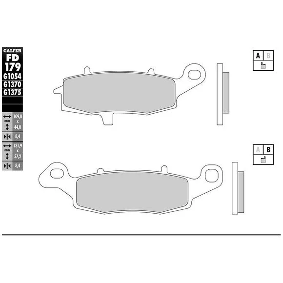 Plaquettes de freins Galfer Sinter Métal Fritté Avant droit Ref : FD179G1370