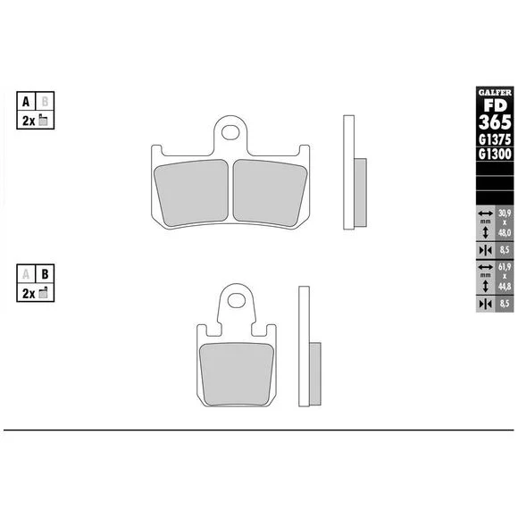 Plaquettes de freins Galfer Sinter Métal Fritté Racing AvantYAMAHA 1000 YZF-R1 (RN22) – 2012 – 2014Ref : FD365G1375