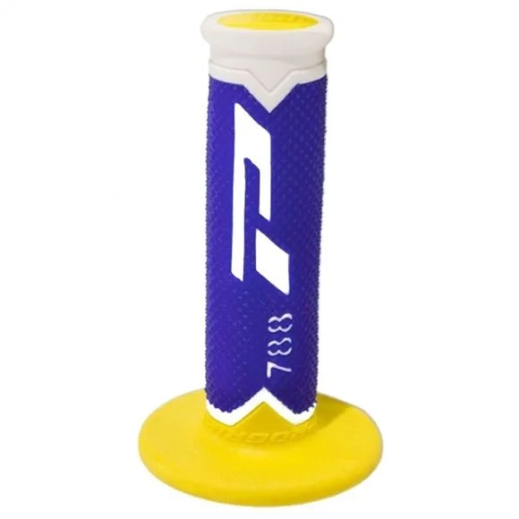 Poignées de guidon Progrip MX 788 TRICOLORE Universel – Blanc / Bleu Ref : PRG0093