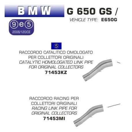 Raccord d&rsquo;Echappement ARROW BMW G650GS G650GS SERTAO 2011-2016