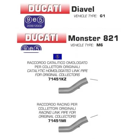 Raccord d’Echappement ARROW DUCATI 821 MONSTER DUCATI DIAVEL 1200 MONSTER