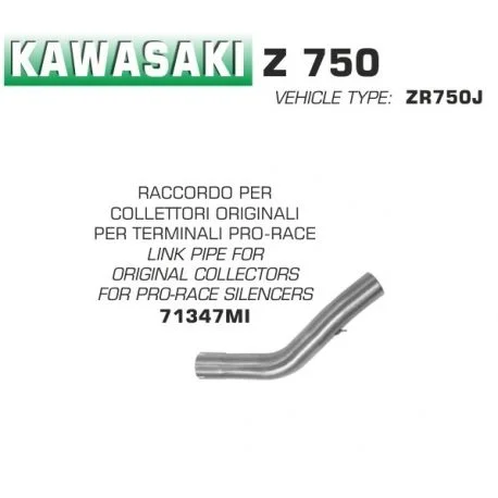 Raccord d’Echappement pour silencieux PRO-RACE KAWASAKI Z750 2004-2006