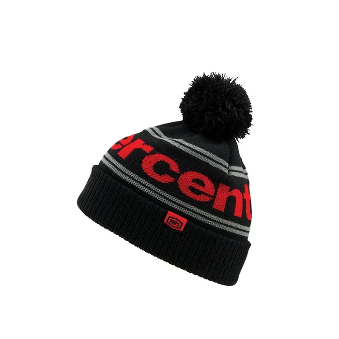 Rise bonnet pompom 100% noir/rouge