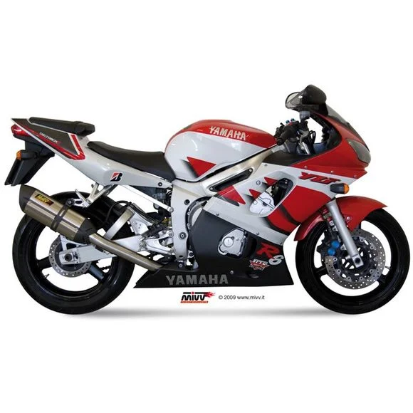 Silencieux Mivv Suono Acier (extrémité en carbone)YAMAHA 600 YZF-R6 (RJ03) – 1999 – 2002Ref : MVY003L7 / 1089467001
