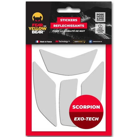 Stickers Réfléchissants Fear The Yellow Bear REPLICA SCORPION EXO TECH – Blanc Ref : FYB0013