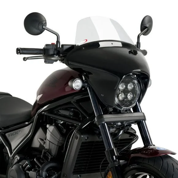 Tête de fourche Puig BATWING SML TOURING NOIR MAT – Incolore Ref : 21066